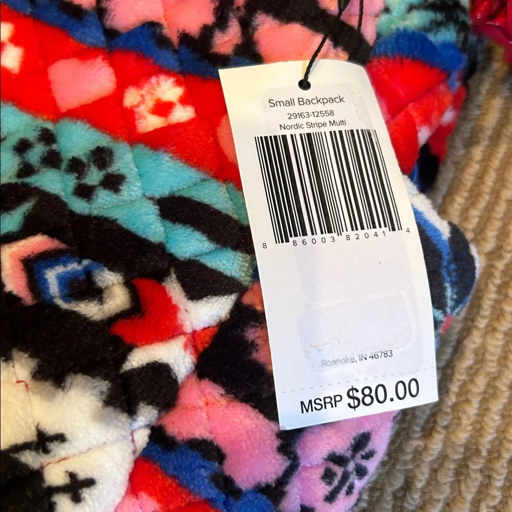 NWT VERA BRADLEY nordic stripe fleece Colorful Patterned Backpack